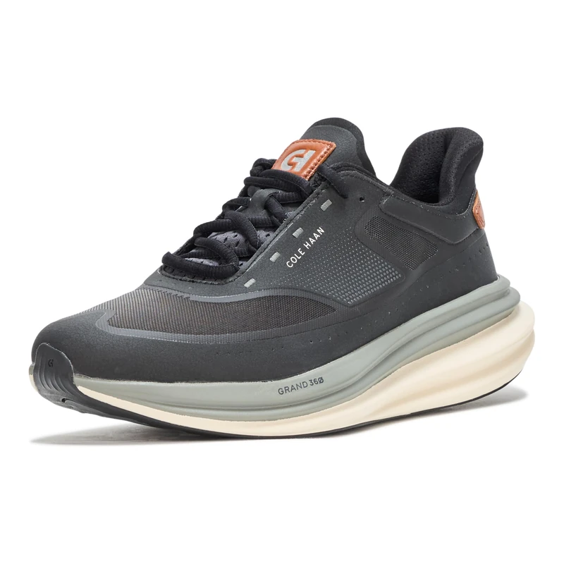 Cole Haan Men's OriginalGrand Quadstar Running Sneaker, Black/British Tan, 8-M UK