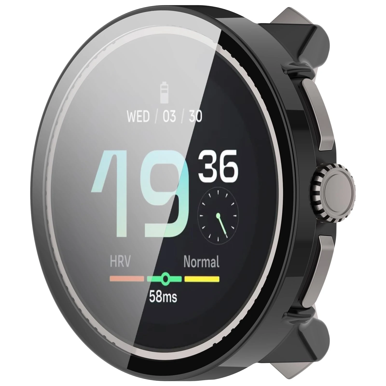 LOKEKE Compatible with Suunto Race Full Coverage PC Protective Case Cover Tempered Glass Screen Protector(Black)