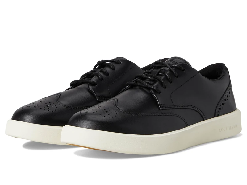 Cole Haan Men's Grand Crosscourt Daily Wingtip Sneakers, Black Ivory, 9.5 UK