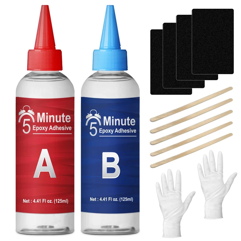 LAMXIN 5 Minute Epoxy Glue 250ml, Tough Durable Heat-Resistant Epoxy Resin Glue, Quick Cure Clear 2 Part Epoxi Adhesives for Metal, Wood, Tile, Most Plastics & More