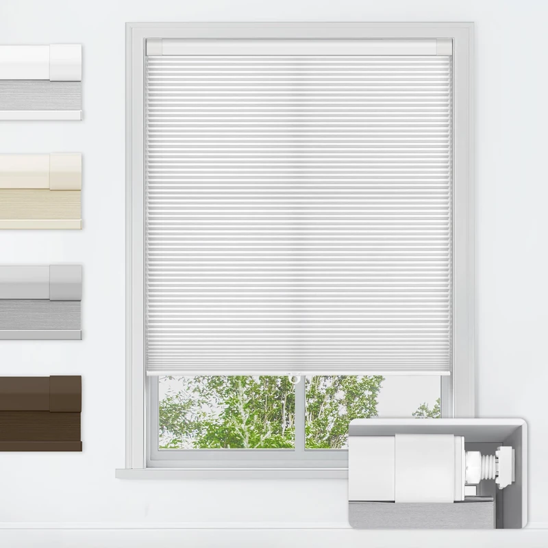 LazBlinds No Drill Cordless Cellular Shades, 34" W x 36" H, White