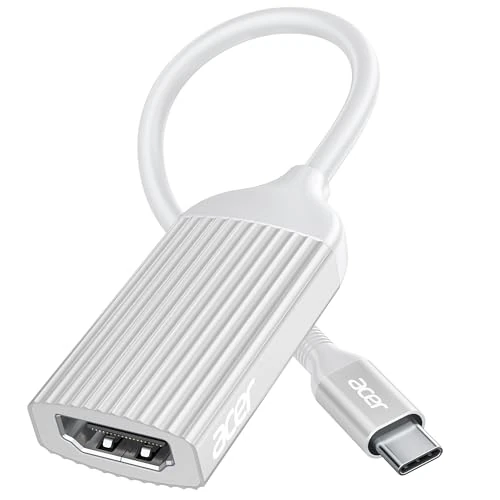 Acer USB C to HDMI Adapter 4K@60Hz, Type C (Thunderbolt 3/4) HDMI Converter for Monitor, Compatible with MacBook Pro/Air, iPad Pro/Air, iPhone 15 Pro, Monitors (Silver)