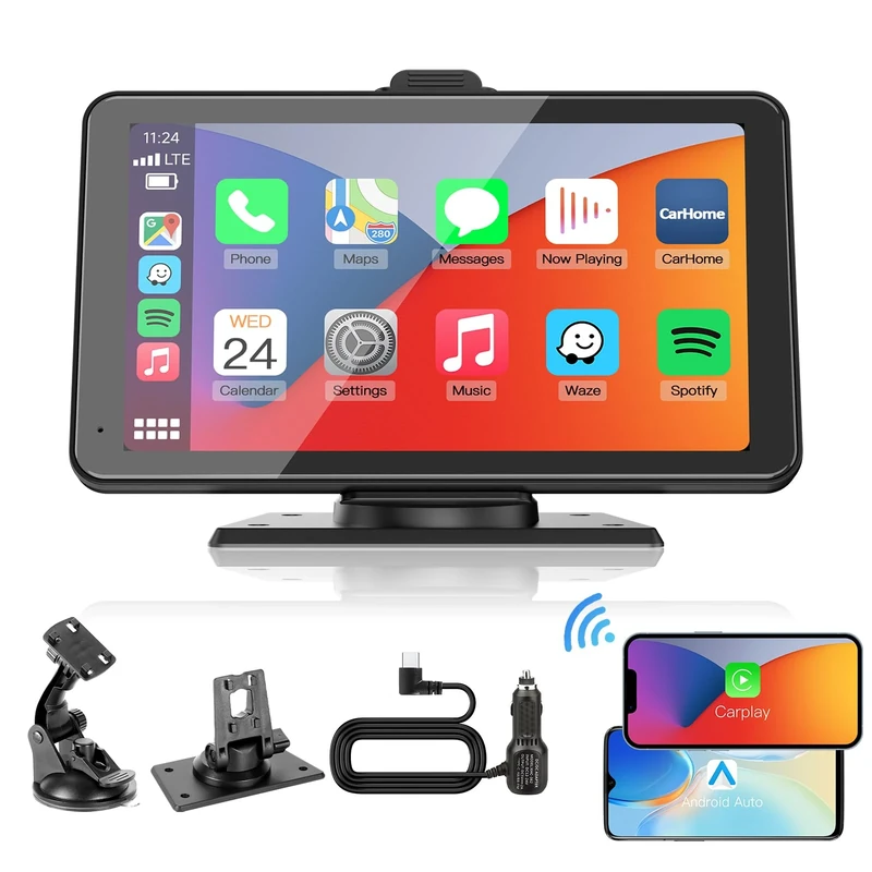 Texpot Car Stereo for Apple CarPlay Android Auto with 4K Dash Cam 1080P Backup Camera, 10.26" Portable Wireless Carplay Screen Car Play with Bluetooth/AUX/FM/Navigation/Mirror Link/64G TF (9)
