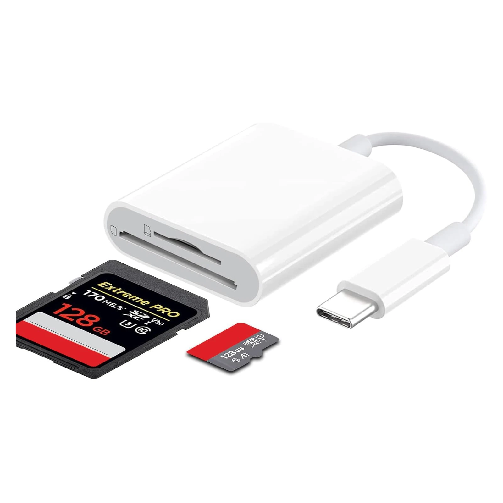 SD Card Reader, USB C SD Card Reader with Dual Slot Memory Card Reader Support sd/Micro sd/SDHC/SDXC/MMC, Trail Camera Viewer USB C to SD card OTG Adapter for iPhone 15/16/iPad/MacBook/Mac Plug & Play