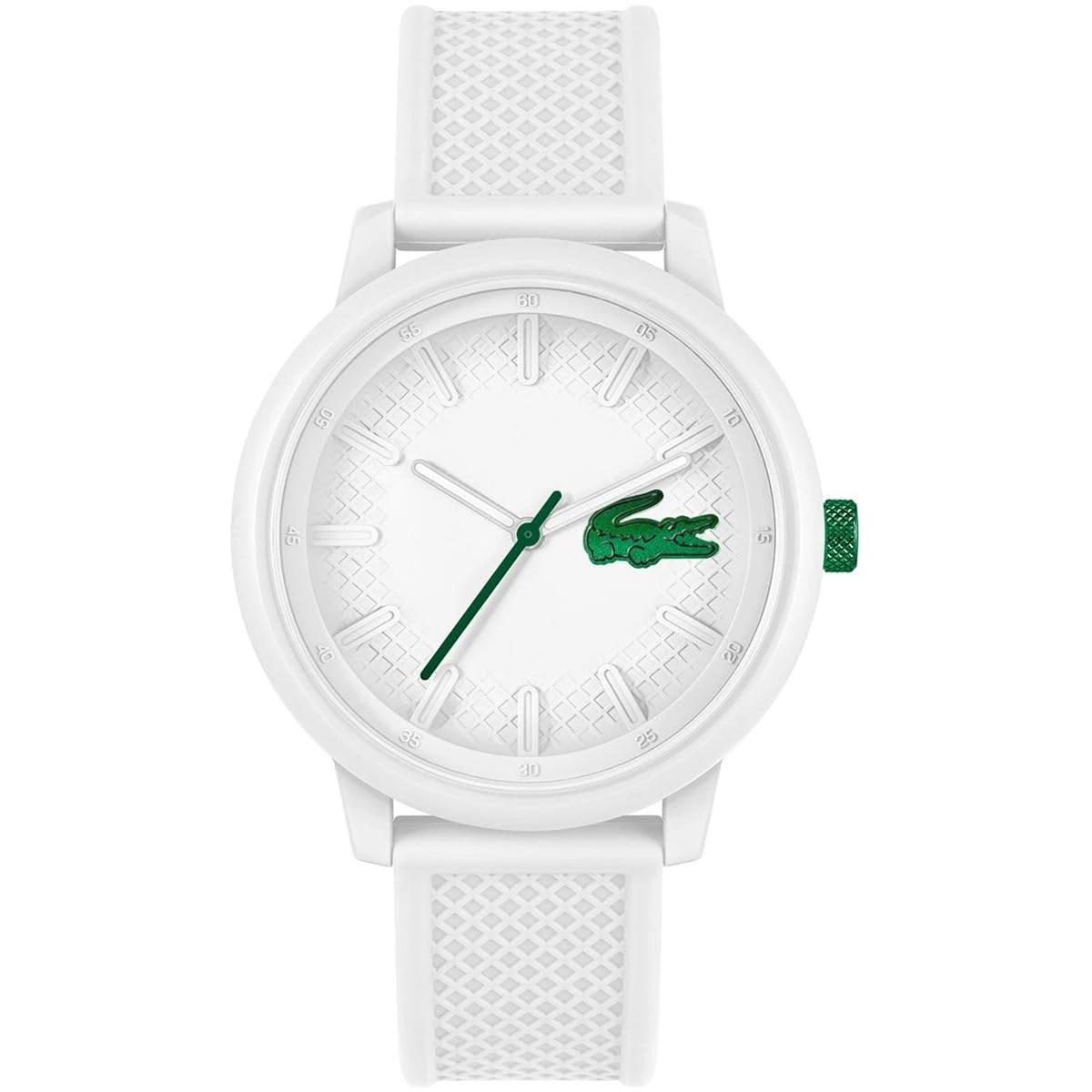 Lacoste Three Hand Quartz Movement Watch for Men LACOSTE.12.12 Hero Collection with White Silicone Bracelet - 2011315
