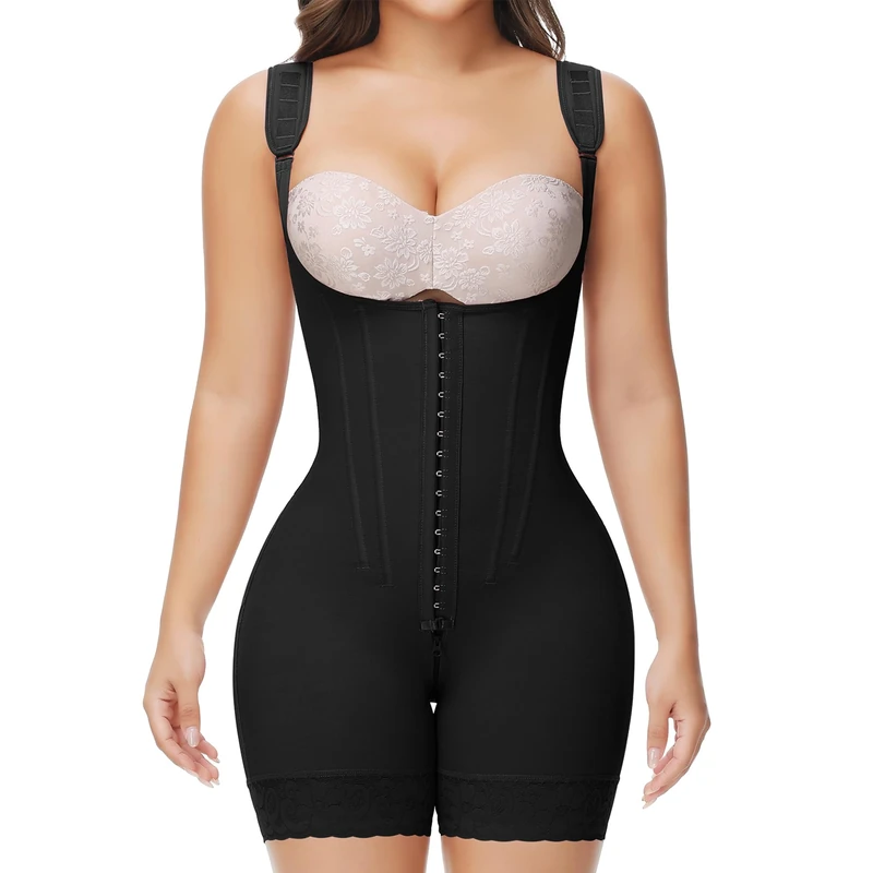 SHAPSHE Fajas Colombianas Moldeadoras De Cintura Y Abdomen Body Shaper Postpartum Compression Shapewear Tummy Control, Black-upgrade, Large