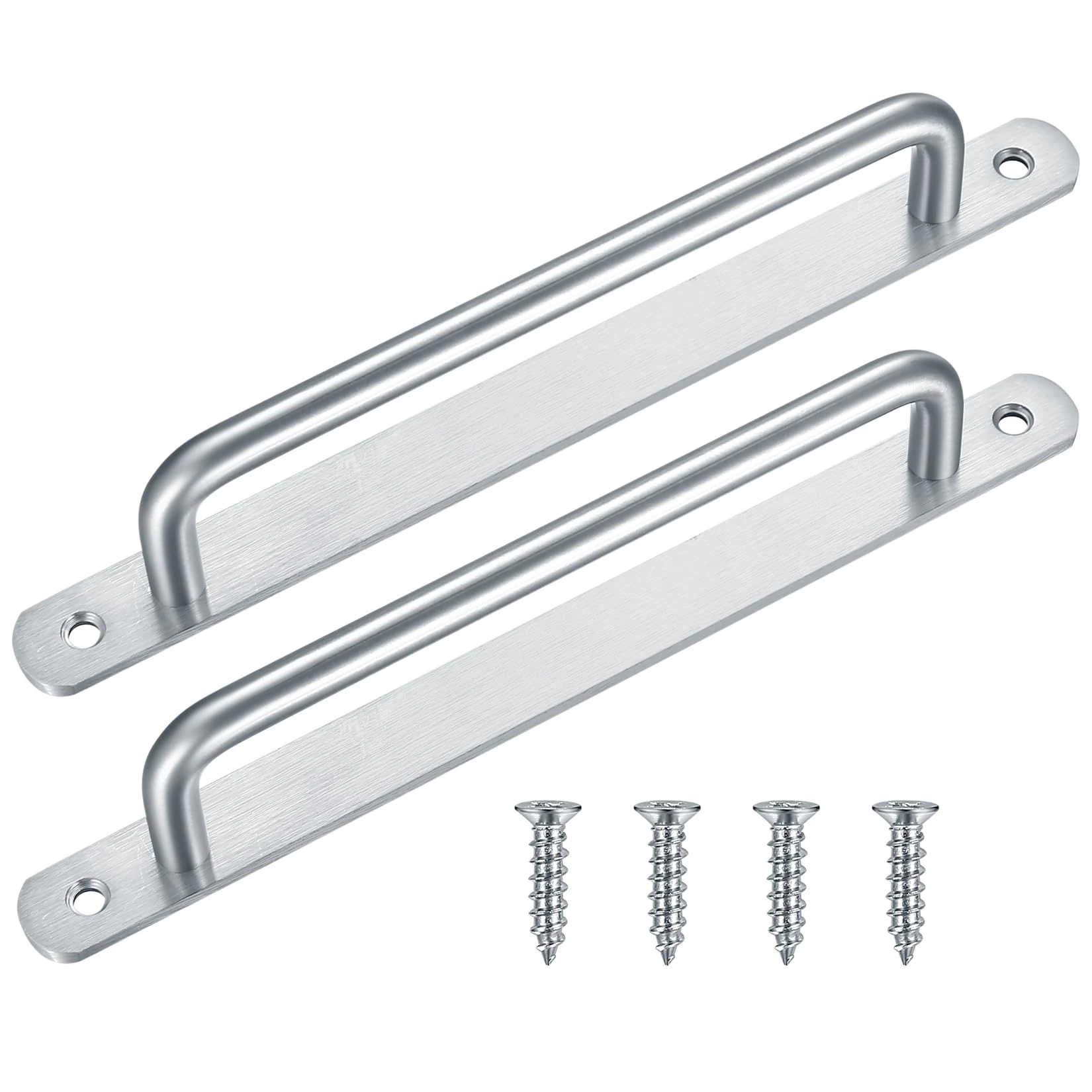 2 Pcs Sliding Door Handles, Pull Push Door Handles, Stainless Steel Sliding Bathroom Kitchen Cupboard Cabinet Garage Shed Barn Gate Door Handles with Metal Plates（225mm/8.85in）