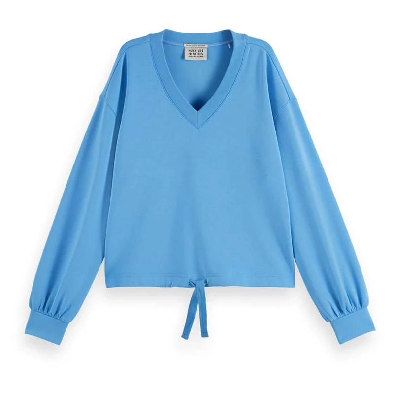 Scotch & Soda Women's V-Neck Modal Sweatshirt, aqua blue, L