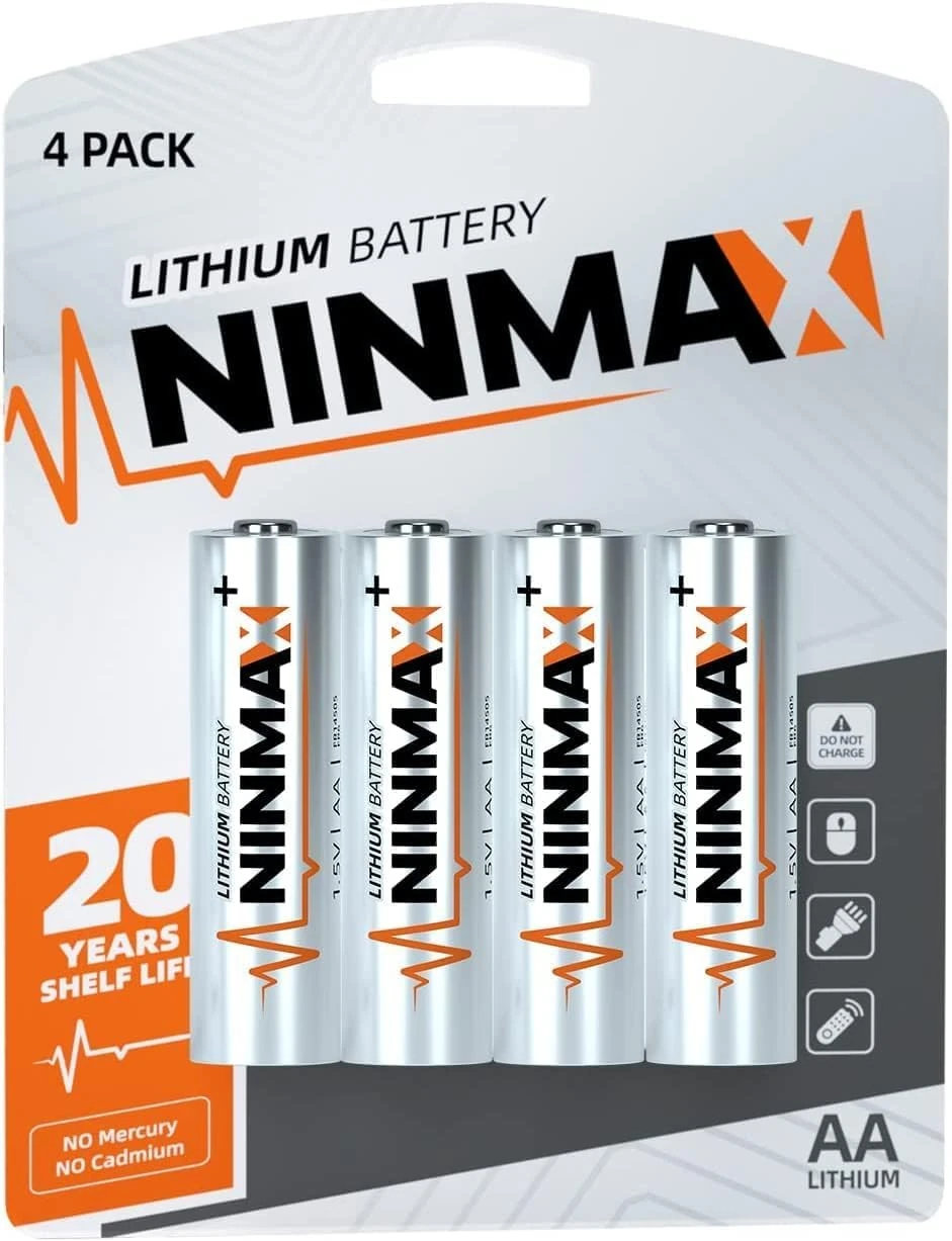 NINMAX® Lithium AA Battery, 4 Pack, 3500mAh 1.5V Longest Lasting Double A BatteryDisposable