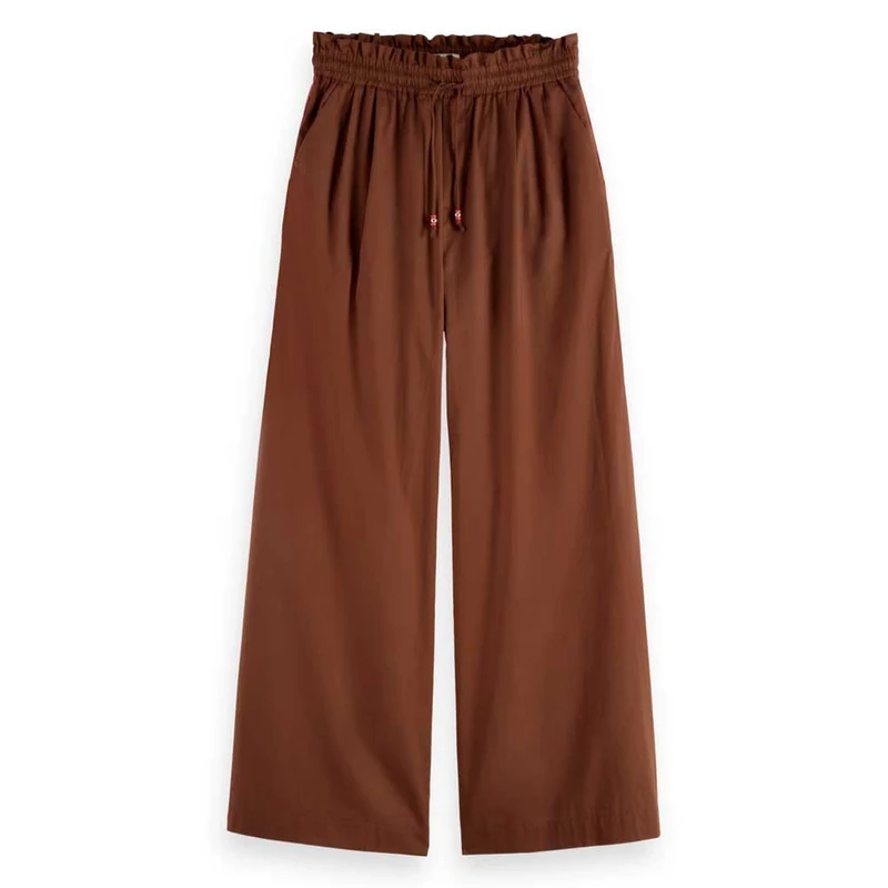 Scotch & Soda Women's Cotton Voile high-Rise Wide-Leg Pull on Pants Casual, Cold Brew, XL / 30L