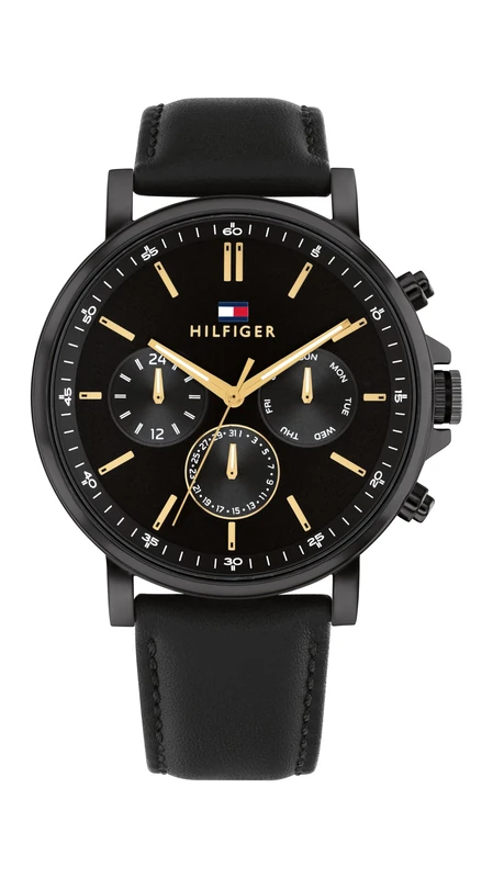 Tommy Hilfiger Analogue Multifunction Quartz Watch for Men with Black Leather Strap - 1792144