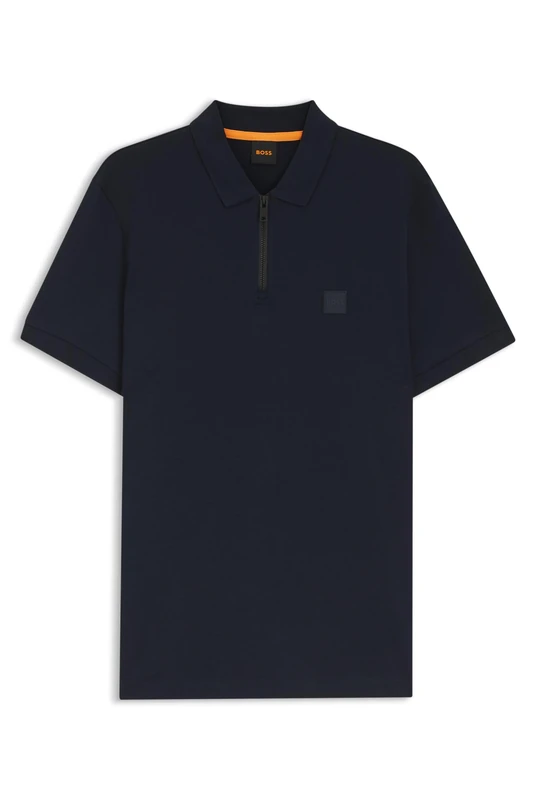 BOSS Mens Passerzip Zip-Neck Slim-fit Polo Shirt in Stretch Cotton