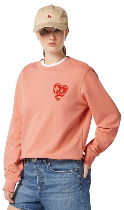 Scotch & Soda Women's Chest Artwork Fitted Sweatshirt, Peach Pink, L