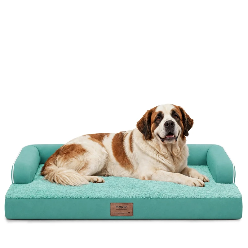 MEKIY Orthopedic Waterproof Jumbo Dog Bed with Bolster for Extra Large Dogs