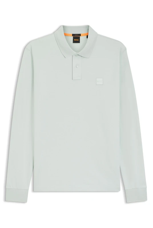 BOSS Mens Passerby Stretch-Cotton Slim-fit Polo Shirt with Logo Patch