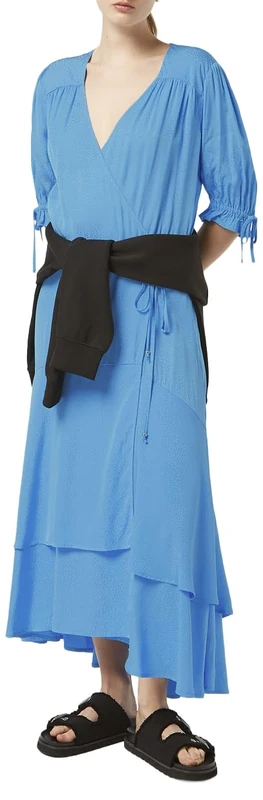 Scotch & Soda Women's Midi Wrap Dress Casual, Aqua Blue, 6