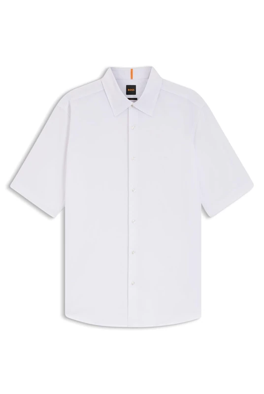 BOSS Mens Rash 2 Regular-fit Shirt in Soft-Washed Oxford Cotton White