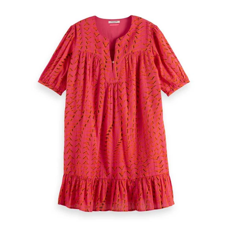 Scotch & Soda Women's Printed Maxi Casual Dress, House of Mirrors Pink, 14