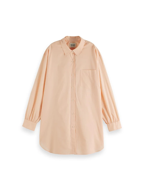 Scotch & Soda Women's Oversized Light Weight Cotton Shirt, Powdered Peach, 10