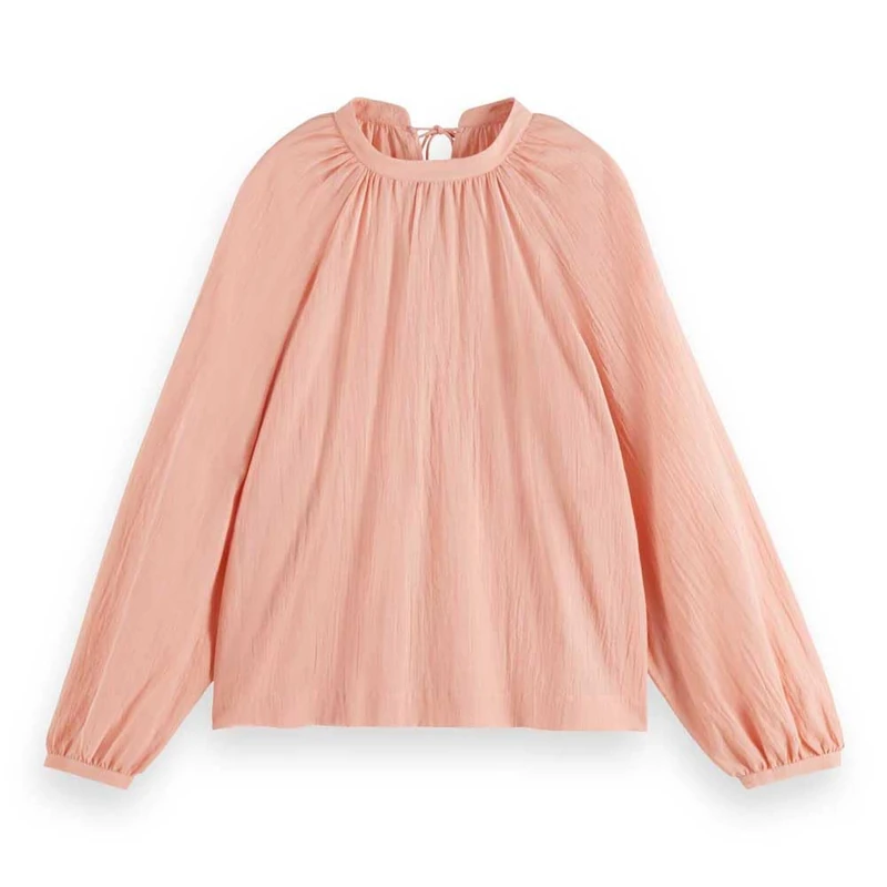 Scotch & Soda Womens Bow Detail Top, Peach Pink, 12 UK