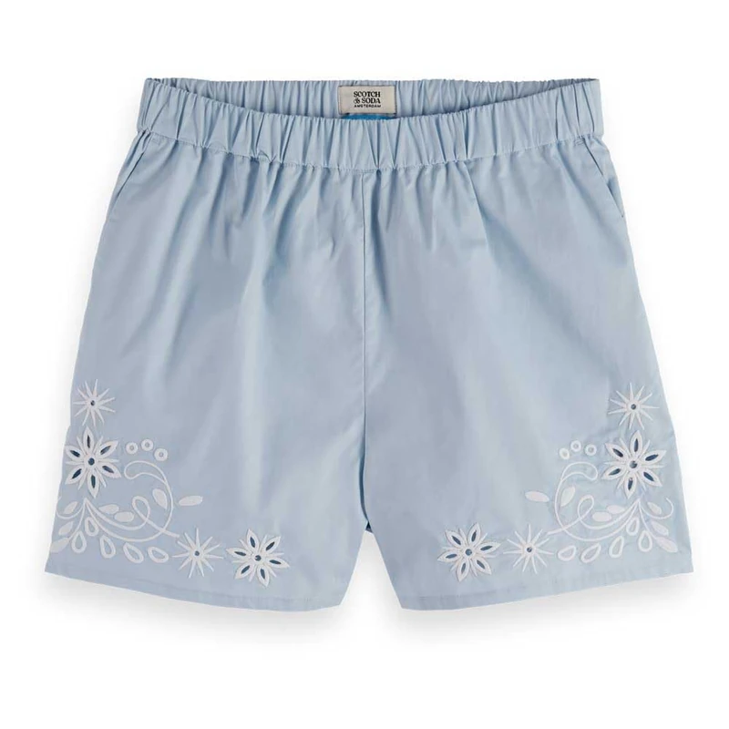 Scotch & Soda Women's Printed Linen High-Rise Shorts, Shirting Blue, S - Image 1