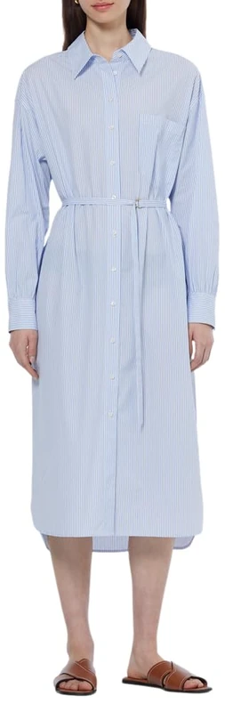 Scotch & Soda Core Poplin Shirt Dress, White and Blue Stripe 125, 14