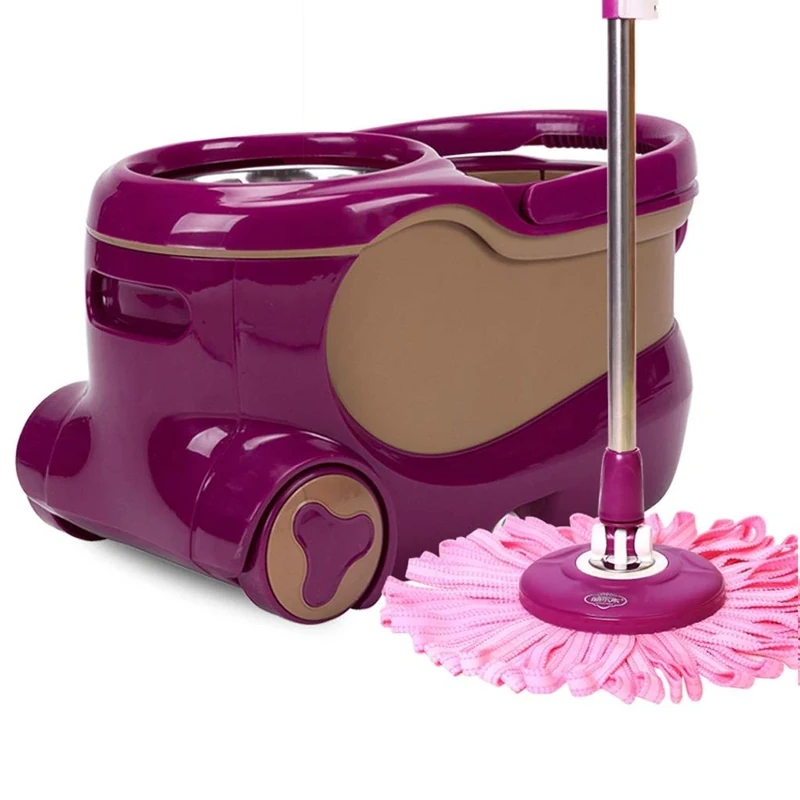 WADRBSW Upgraded Stainless Steel Deluxe 360 Spin Mop & Bucket Floor Cleaning System Included Handle with 2 Microfiber Mop Heads To pursue happiness