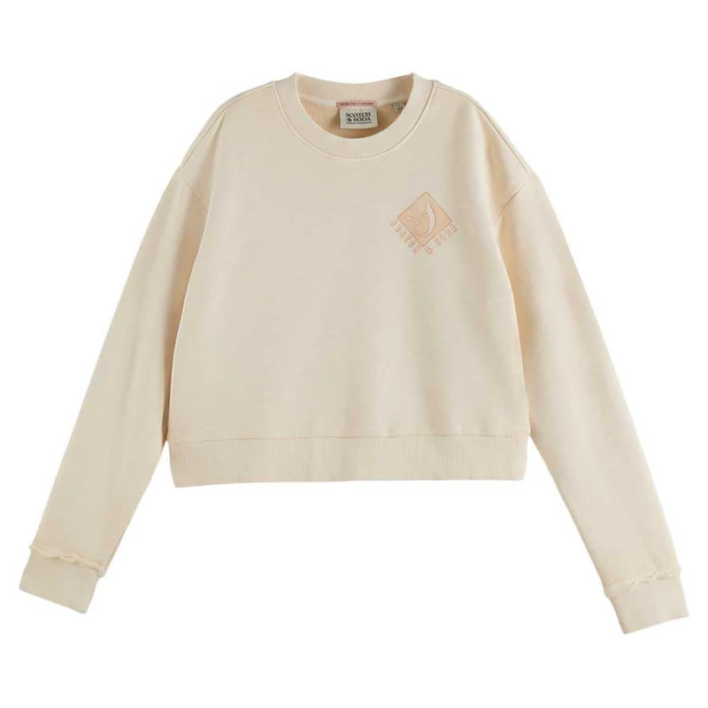 Scotch & Soda Front Back Artwork Garment Dye Loose Fit Sweatshirt, Soft Ice 111, S