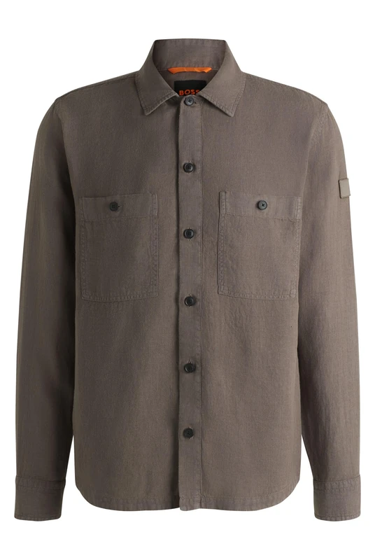 BOSS Mens Locky 2 Oversized-fit Linen Shirt