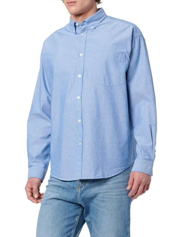 HUGO Men's Ebill 10268598 01 Shirt, Open Blue494,