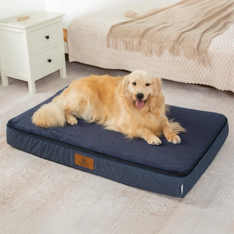 LIORCE Orthopaedic Memory Foam Dog Bed XXL 6" Thick Extra Large Dog Bed Waterproof Removable Washable Cover and Zip Around Ultimate Comfort