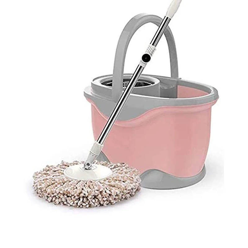 WADRBSW Mop Bucket Rotating Mop Household Automatic Hands free Washing Mop Squeeze Water Mop Stainless Steel Bucket To pursue happiness