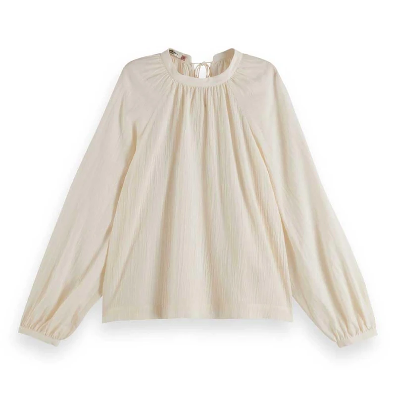 Scotch & Soda Womens Bow Detail Top, Soft Ice, 10 UK