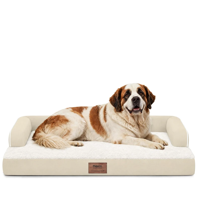 Orthopedic Dog Bed for Large Dogs Orthopedic Washable 3XL Large Dogs Memory Foam Couch Sofa Bed Waterproof with Removable Cover Beige