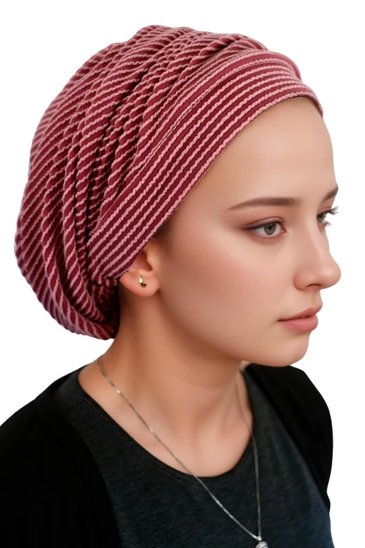 Jewish Head Covering for Women Tichel Slouchy Beanie Beret Snood Headcovering, Pink, One Size - Image 1