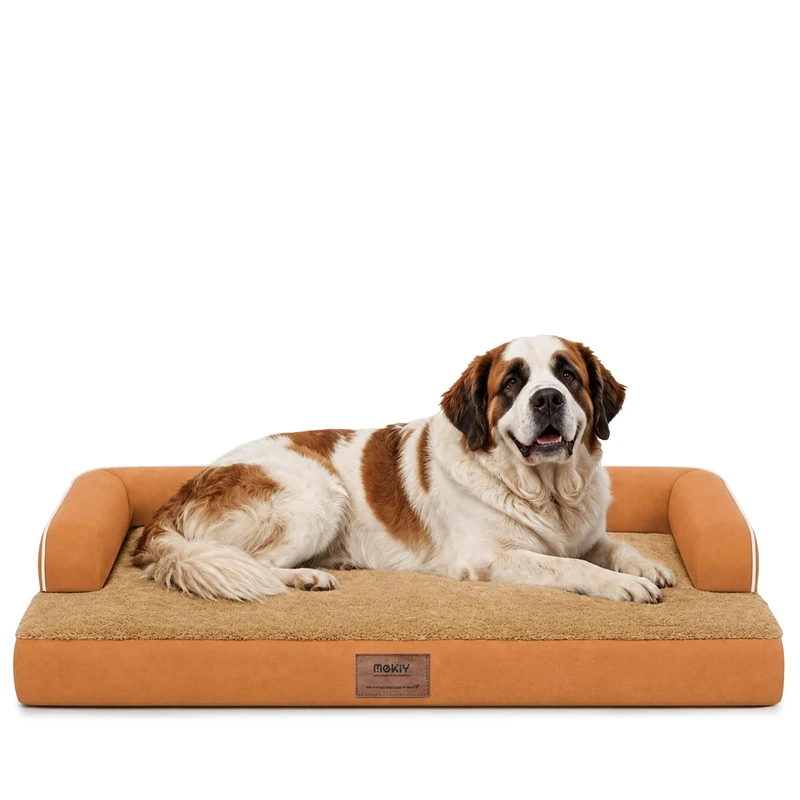 MEKIY Orthopedic Waterproof Jumbo Dog Bed with Bolster for Extra Large Dogs