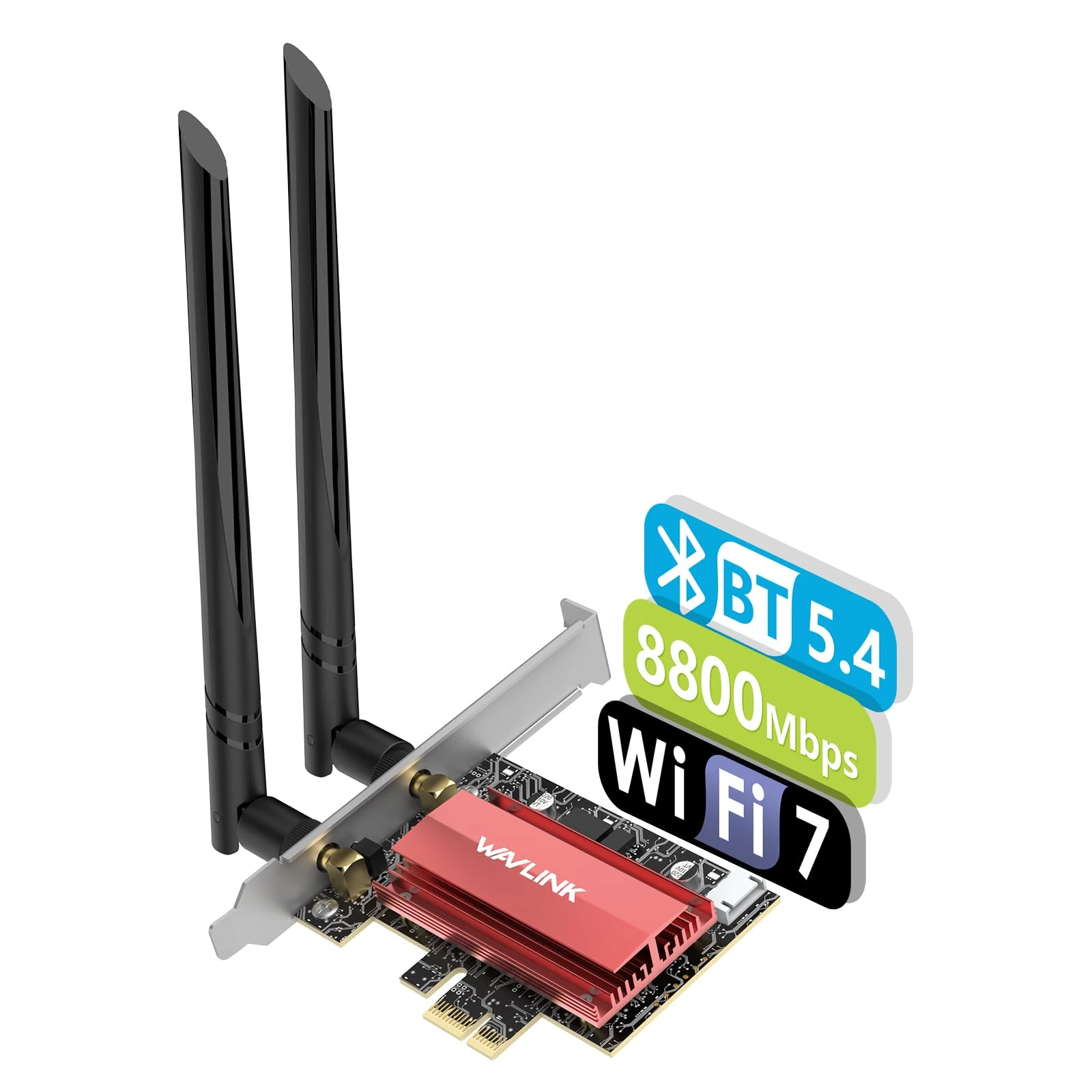 WAVLINK WiFi 7 PCIe Network Card BE8800,Tri-Band BE200 Wireless Adapter with Bluetooth 5.4,Low-Profile Bracket, MU-MIMO, WPA3, Heat Sink, for Windows 10/11 Desktop PC,Not Supports AMD Motherboard