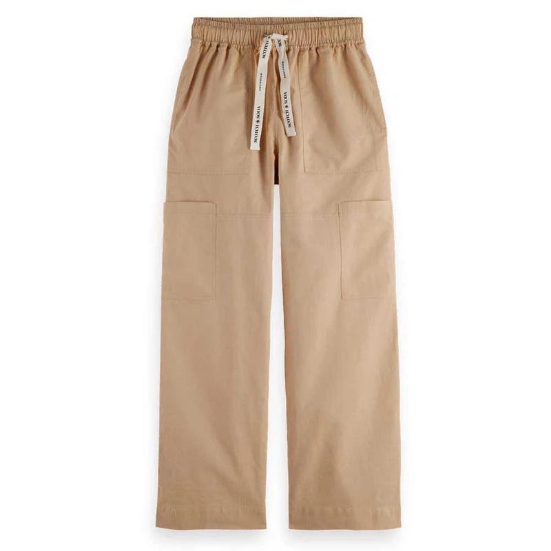 Scotch & Soda Women's Noa high-Rise Wide-Leg Pull on Cargo Pant Casual, Soft Camel, S / 30L