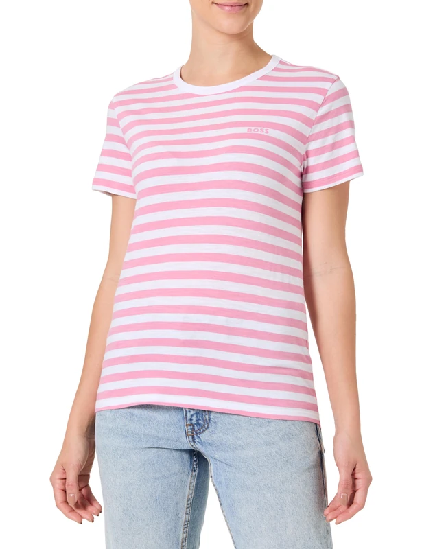 BOSS Women's C_Esla_Striped 10214849 01 T_Shirt, Open Purple554, XL