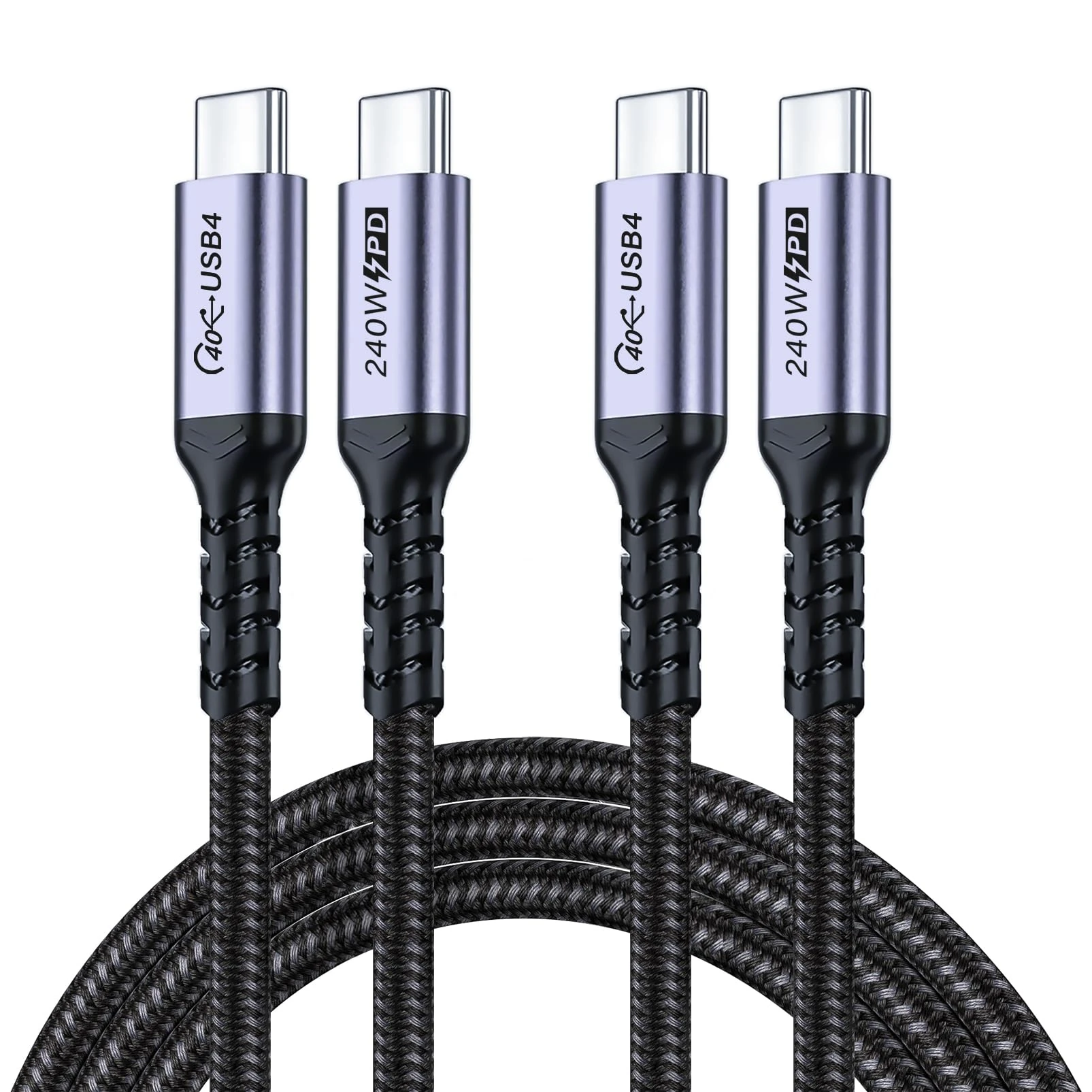 SUMPK 2m USB 4 Cable Pack, 240W USB C to USB C, High Speed 40Gbps Data, 8K 60Hz, 5K 60Hz, 4K 144Hz Monitor Display PD Cable, Compatible for Thunderbolt 4/3, iPhone 15Pro/15ProMax, Monitor