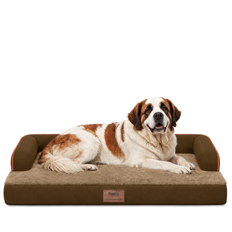 MEKIY Orthopedic Waterproof Jumbo Dog Bed with Bolster for Extra Large Dogs
