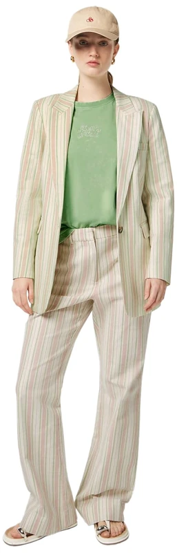 Scotch & Soda Women's Cotton Blend Single Breasted Blazer Casual, Lurex Linen Stripe, L