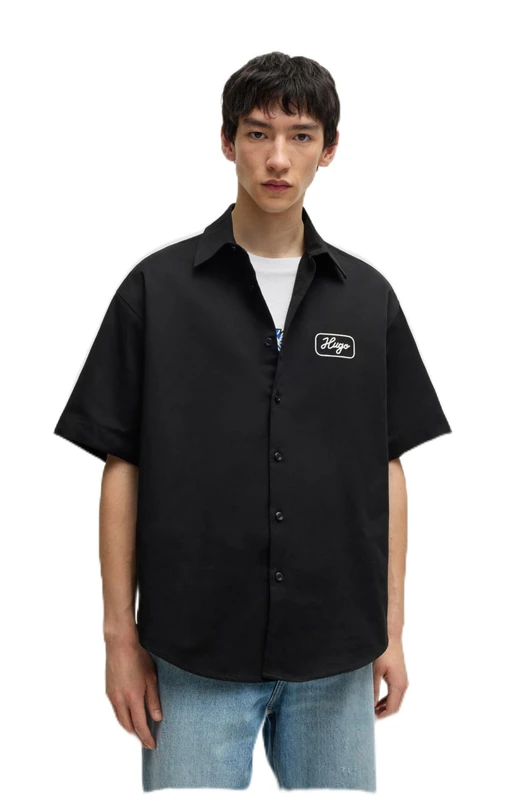 HUGO Men's Ebronn 10260730 01 Shirt, Black001,