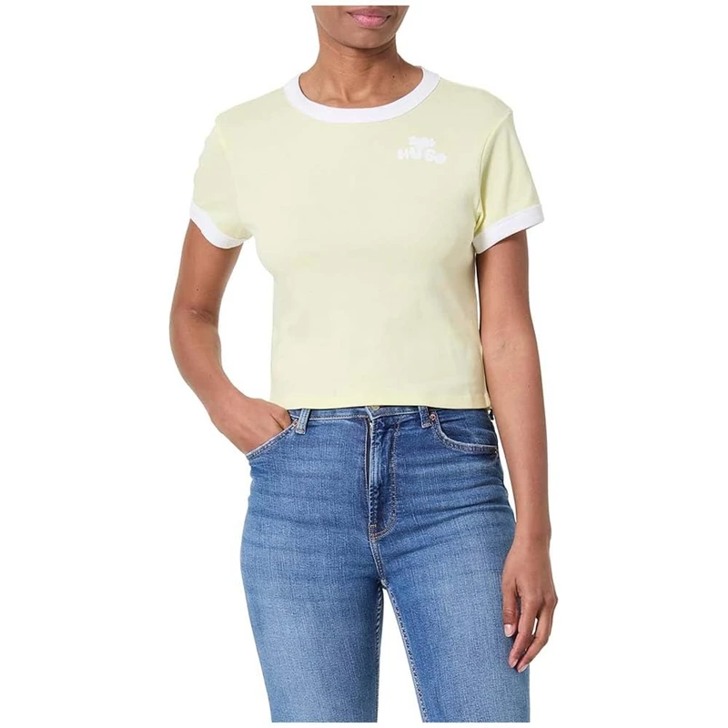 HUGO Women's Dalia_B_1 10266272 01 T_Shirt, Light/Pastel Yellow742, S