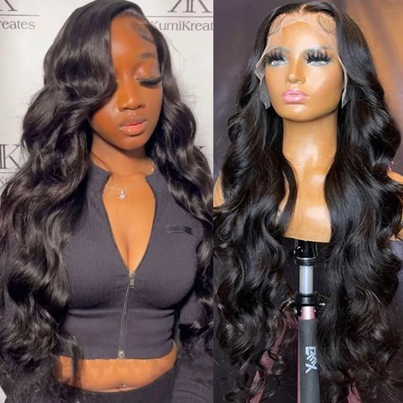 Lemoda Pre-Bleached Knots Full 13x6 Lace Frontal Virgin Human Hair Wigs 15A 26Inch Body Wave 210% Density 13x6 HD Transparent Lace Front Wig Invisible Lace Tiny Knots
