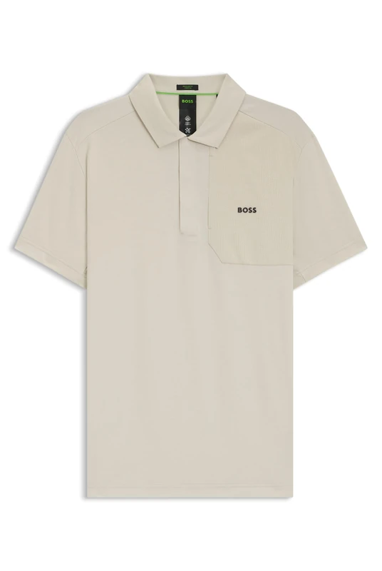 BOSS Mens Paddy Glamping Paddy Polo Shirt with Hopsack Panelling