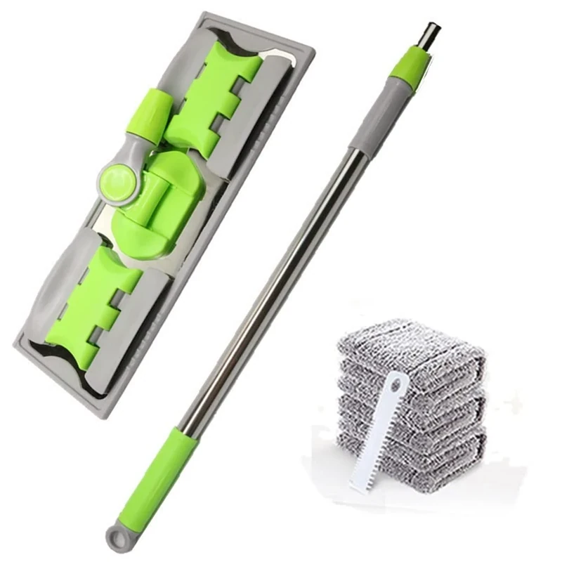 WADRBSW Household Flat Mop Floor Cleaning Mops Bucket Dust Easy Broom Rotating Mopping Oil Adsorption (Vert) To pursue happiness