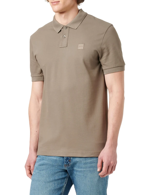 BOSS Mens Polo Top Short Sleeve Cotton Open Beige 294 6XL