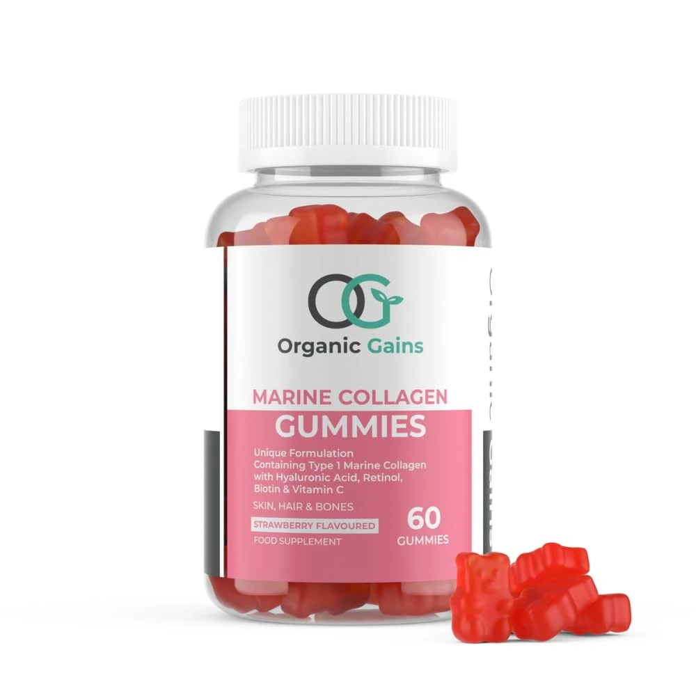 OG Marine Collagen Gummies with Hyaluronic Acid, Retinol, Biotin and Vitamin C + E | Superior Type 1 Hydrolysed Collagen Peptides Formulated by UK Healthcare Practitioners for Youthfulness