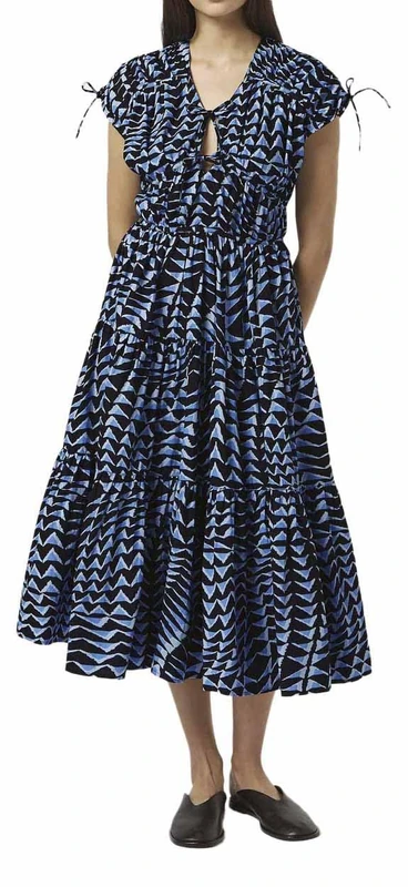 Scotch & Soda Women's Tiered poplin midi Dress Casual, House of Mirrors Blue, 10